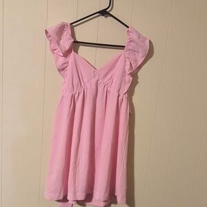 Pink Ruffle Sleeve babydoll Dress